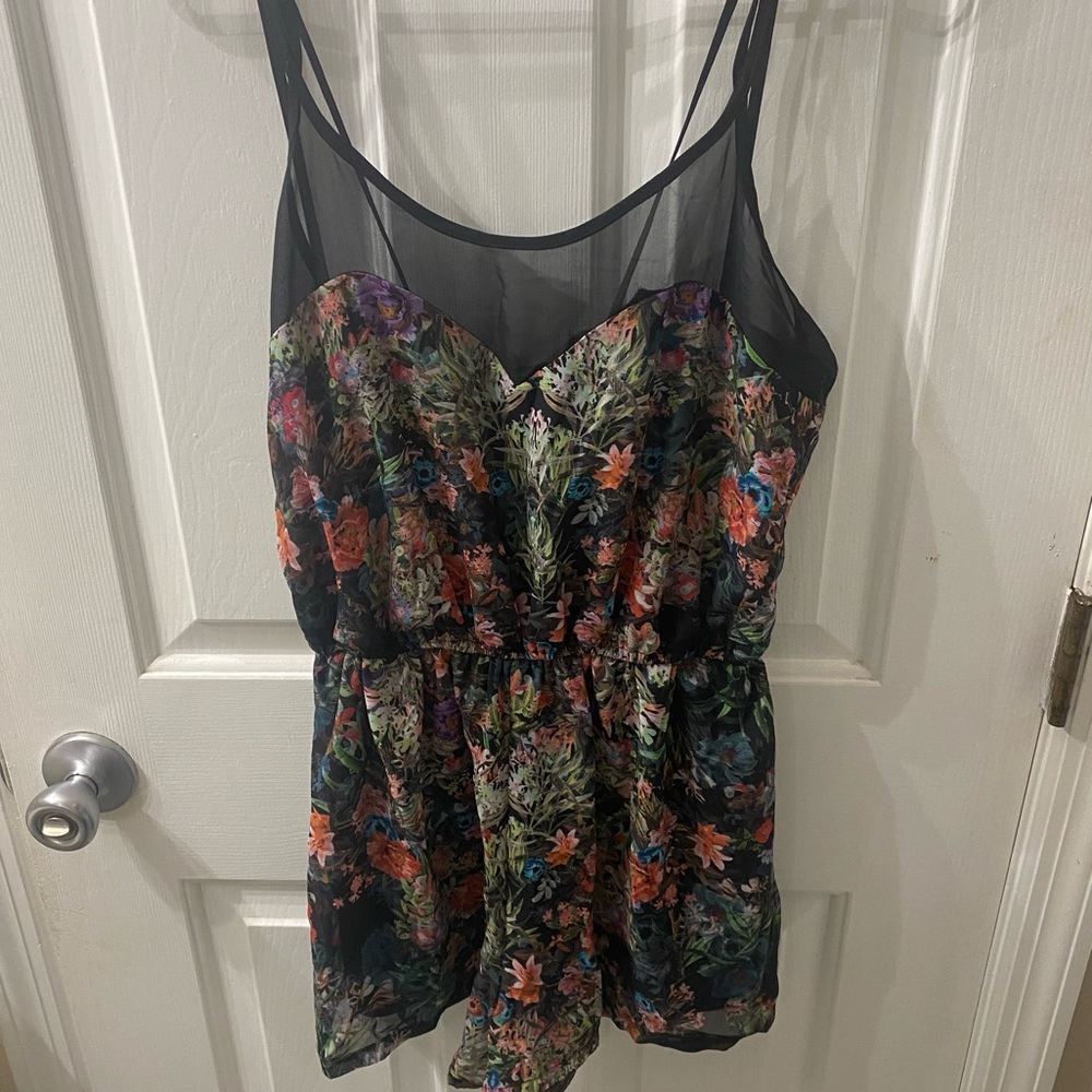 Black floral romper